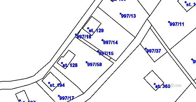 Parcela st. 997/15 v KÚ Čerňovice, Katastrální mapa