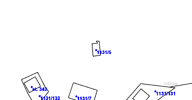 Parcela st. 1131/5 v KÚ Čerňovice, Katastrální mapa