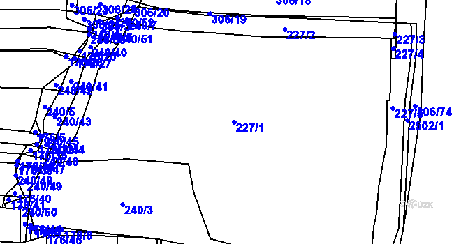 Parcela st. 227/1 v KÚ Čerňovice, Katastrální mapa