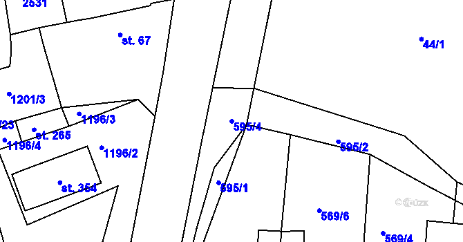 Parcela st. 595/4 v KÚ Čerňovice, Katastrální mapa