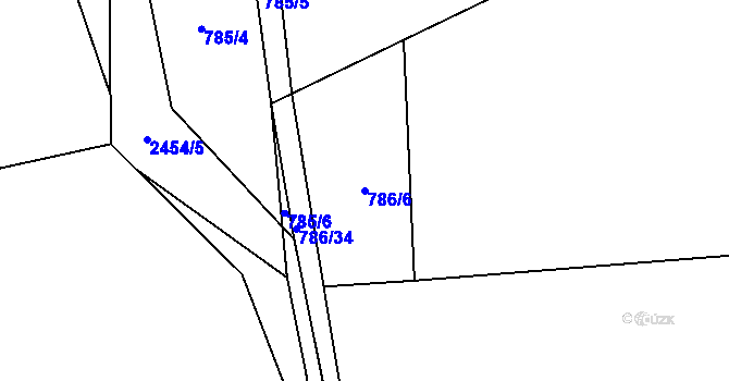 Parcela st. 786/6 v KÚ Čerňovice, Katastrální mapa