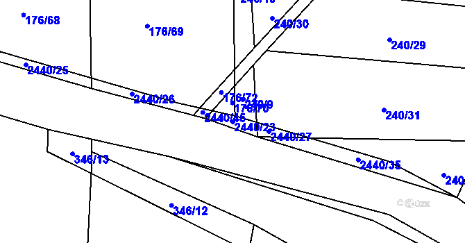 Parcela st. 2440/23 v KÚ Čerňovice, Katastrální mapa