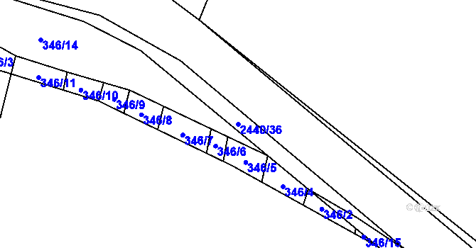Parcela st. 2440/36 v KÚ Čerňovice, Katastrální mapa