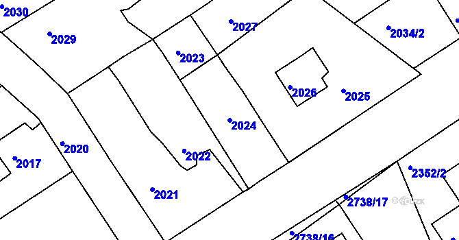 Parcela st. 2024 v KÚ Černovice u Chomutova, Katastrální mapa