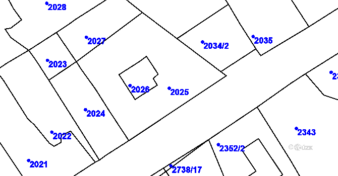 Parcela st. 2025 v KÚ Černovice u Chomutova, Katastrální mapa