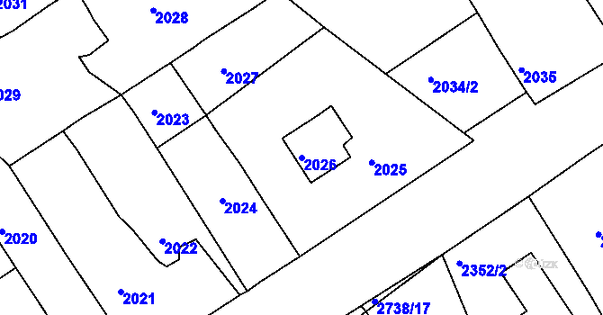 Parcela st. 2026 v KÚ Černovice u Chomutova, Katastrální mapa