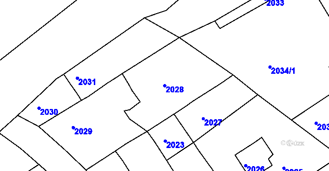 Parcela st. 2028 v KÚ Černovice u Chomutova, Katastrální mapa