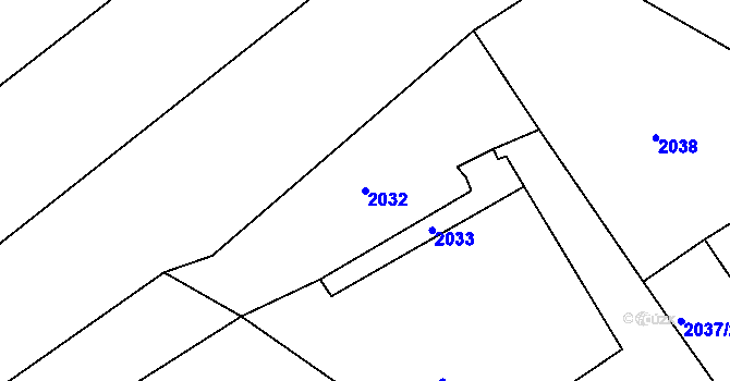 Parcela st. 2032 v KÚ Černovice u Chomutova, Katastrální mapa
