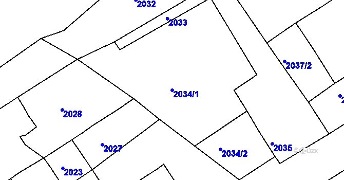 Parcela st. 2034/1 v KÚ Černovice u Chomutova, Katastrální mapa