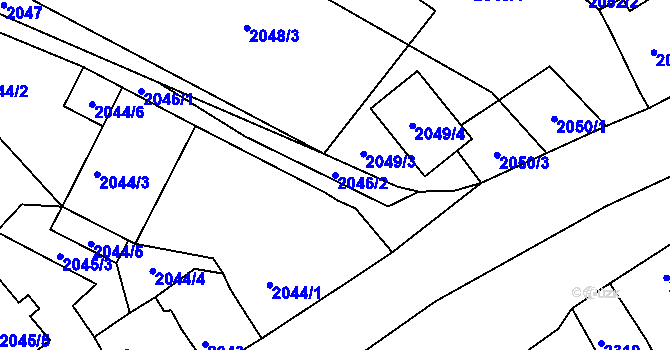 Parcela st. 2046/2 v KÚ Černovice u Chomutova, Katastrální mapa