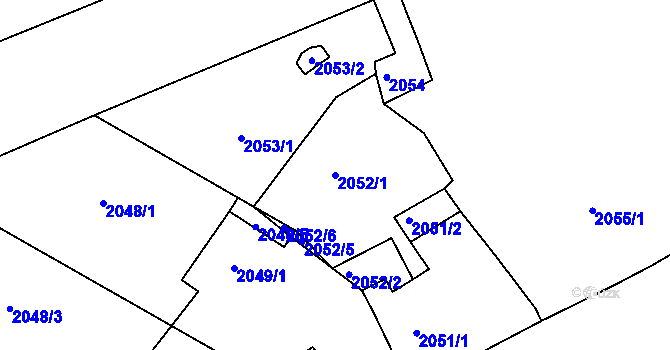 Parcela st. 2052/1 v KÚ Černovice u Chomutova, Katastrální mapa