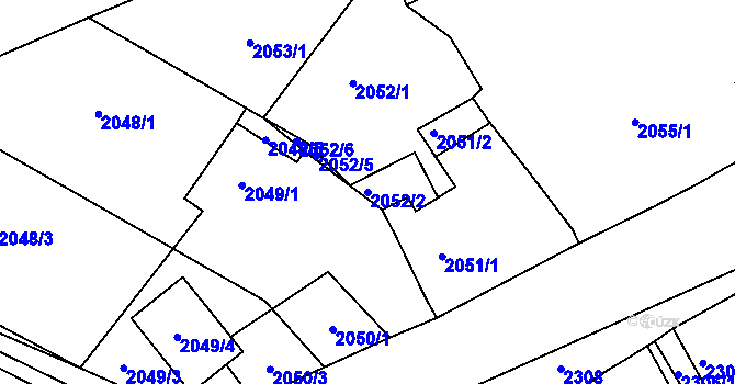 Parcela st. 2052/2 v KÚ Černovice u Chomutova, Katastrální mapa