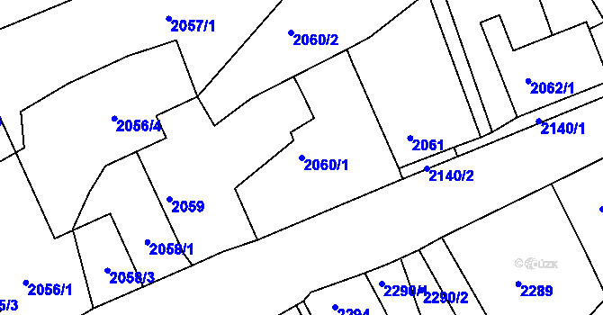 Parcela st. 2060/1 v KÚ Černovice u Chomutova, Katastrální mapa