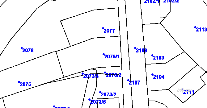 Parcela st. 2076/1 v KÚ Černovice u Chomutova, Katastrální mapa