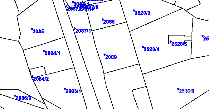 Parcela st. 2089 v KÚ Černovice u Chomutova, Katastrální mapa