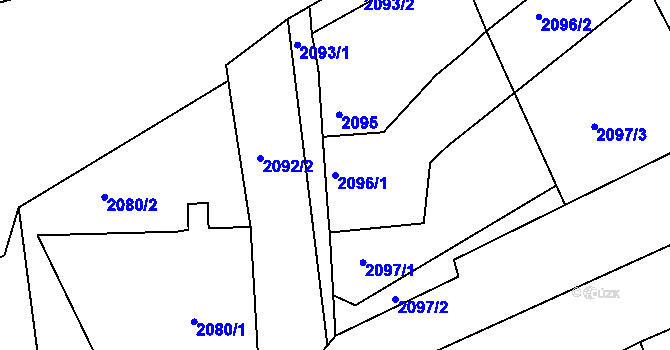 Parcela st. 2096/1 v KÚ Černovice u Chomutova, Katastrální mapa