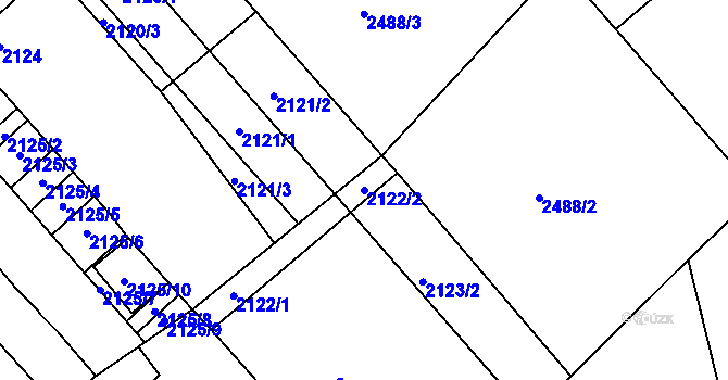 Parcela st. 2122/2 v KÚ Černovice u Chomutova, Katastrální mapa