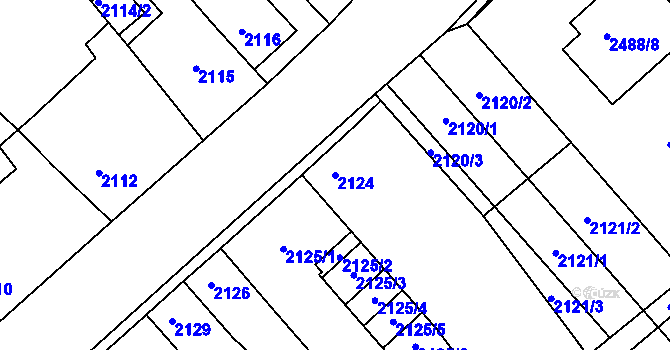 Parcela st. 2124 v KÚ Černovice u Chomutova, Katastrální mapa
