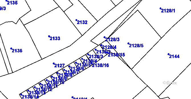 Parcela st. 2138/2 v KÚ Černovice u Chomutova, Katastrální mapa