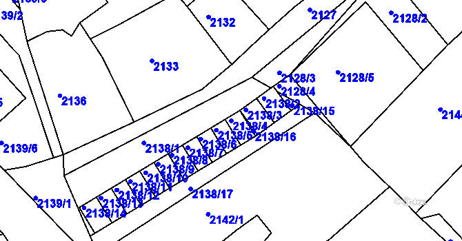 Parcela st. 2138/4 v KÚ Černovice u Chomutova, Katastrální mapa
