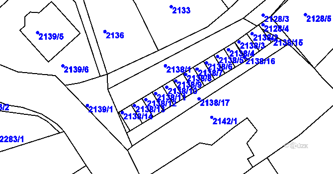 Parcela st. 2138/10 v KÚ Černovice u Chomutova, Katastrální mapa
