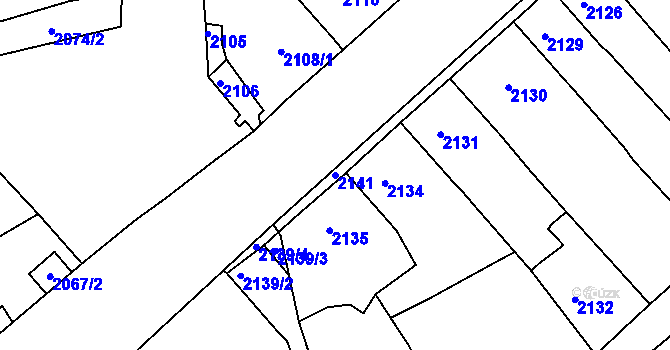 Parcela st. 2141 v KÚ Černovice u Chomutova, Katastrální mapa