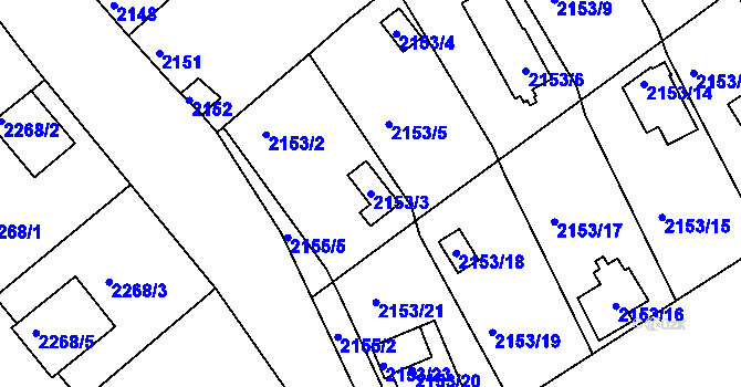 Parcela st. 2153/3 v KÚ Černovice u Chomutova, Katastrální mapa