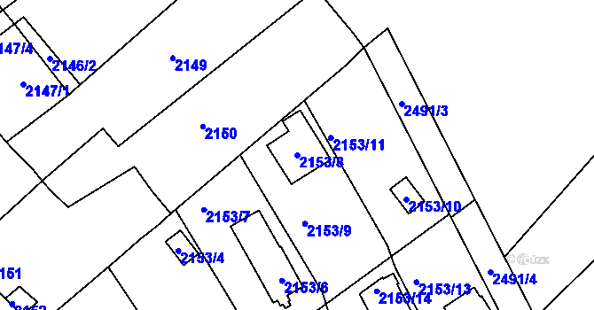 Parcela st. 2153/8 v KÚ Černovice u Chomutova, Katastrální mapa