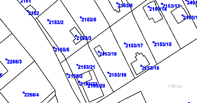 Parcela st. 2153/18 v KÚ Černovice u Chomutova, Katastrální mapa