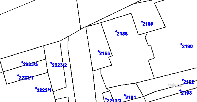 Parcela st. 2166 v KÚ Černovice u Chomutova, Katastrální mapa