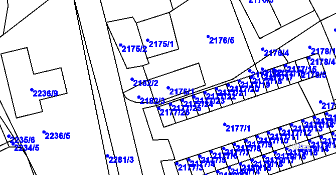 Parcela st. 2176/1 v KÚ Černovice u Chomutova, Katastrální mapa