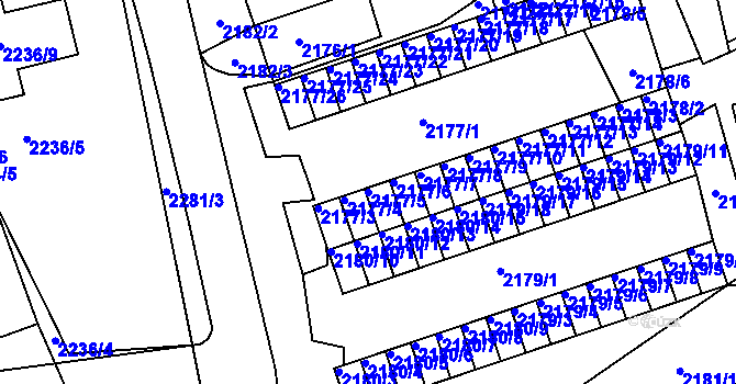 Parcela st. 2177/5 v KÚ Černovice u Chomutova, Katastrální mapa