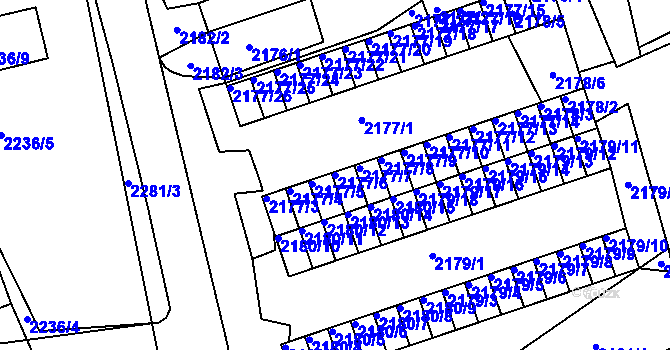 Parcela st. 2177/6 v KÚ Černovice u Chomutova, Katastrální mapa
