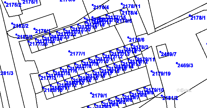 Parcela st. 2177/12 v KÚ Černovice u Chomutova, Katastrální mapa