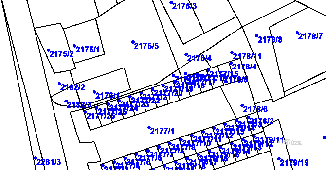 Parcela st. 2177/19 v KÚ Černovice u Chomutova, Katastrální mapa