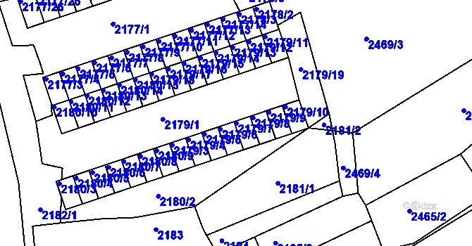 Parcela st. 2179/7 v KÚ Černovice u Chomutova, Katastrální mapa