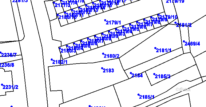 Parcela st. 2180/2 v KÚ Černovice u Chomutova, Katastrální mapa