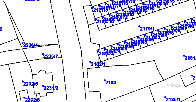 Parcela st. 2180/3 v KÚ Černovice u Chomutova, Katastrální mapa