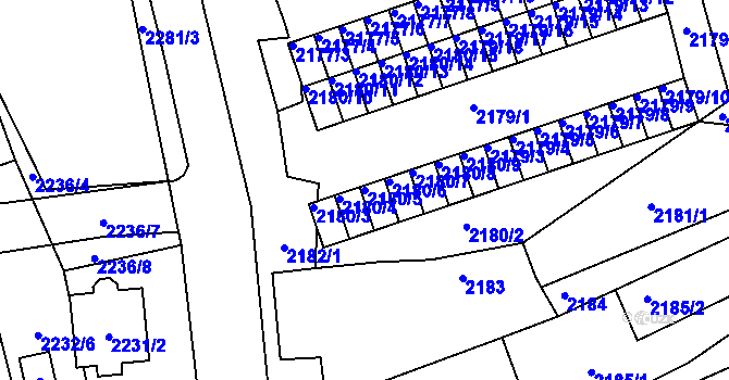 Parcela st. 2180/5 v KÚ Černovice u Chomutova, Katastrální mapa