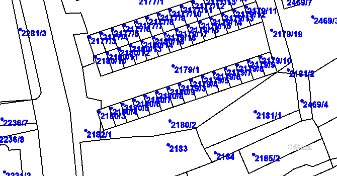 Parcela st. 2180/9 v KÚ Černovice u Chomutova, Katastrální mapa