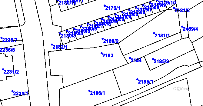 Parcela st. 2183 v KÚ Černovice u Chomutova, Katastrální mapa