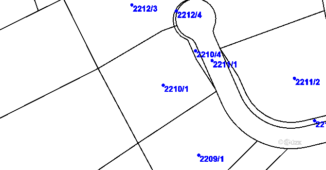Parcela st. 2210/1 v KÚ Černovice u Chomutova, Katastrální mapa