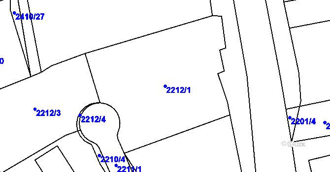 Parcela st. 2212/1 v KÚ Černovice u Chomutova, Katastrální mapa