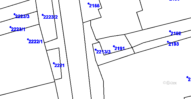 Parcela st. 2213/3 v KÚ Černovice u Chomutova, Katastrální mapa