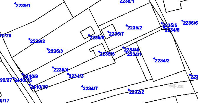 Parcela st. 2235/5 v KÚ Černovice u Chomutova, Katastrální mapa