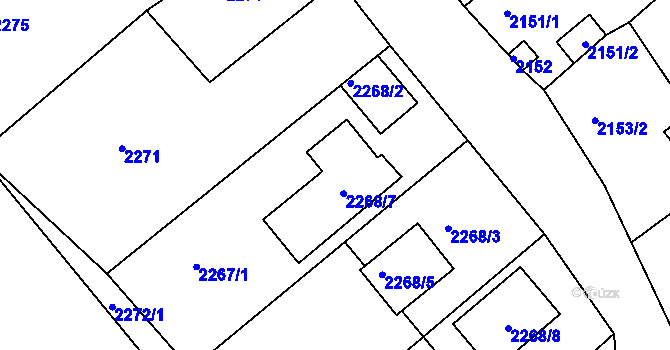 Parcela st. 2268/1 v KÚ Černovice u Chomutova, Katastrální mapa
