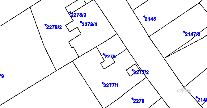 Parcela st. 2276 v KÚ Černovice u Chomutova, Katastrální mapa