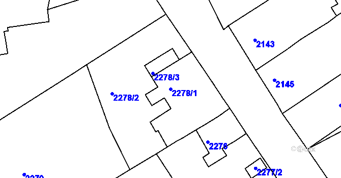 Parcela st. 2278/1 v KÚ Černovice u Chomutova, Katastrální mapa