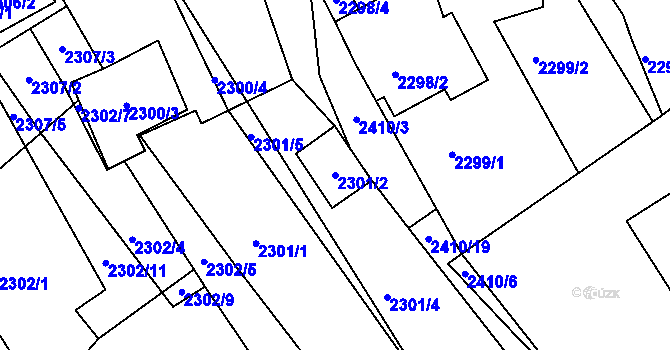 Parcela st. 2301/2 v KÚ Černovice u Chomutova, Katastrální mapa