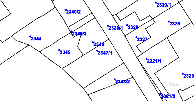 Parcela st. 2347/1 v KÚ Černovice u Chomutova, Katastrální mapa